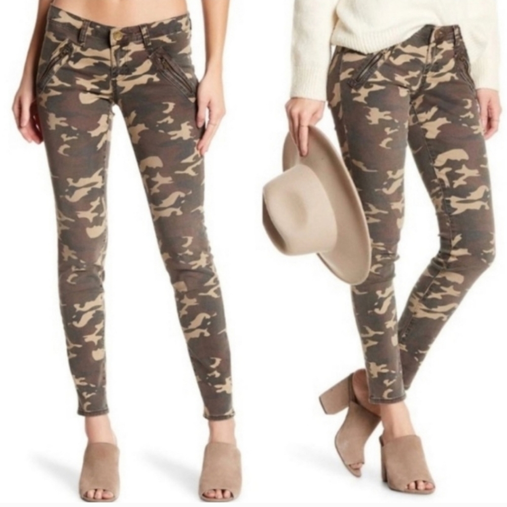 Kut from the Kloth‎ Mia Toothpick Ankle Skinny Camo jeans distressed knee size 6